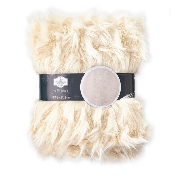 Holiday Time Other - 48" Faux Fur Christmas Tree Skirt Ivory Cream Plush Holiday Time